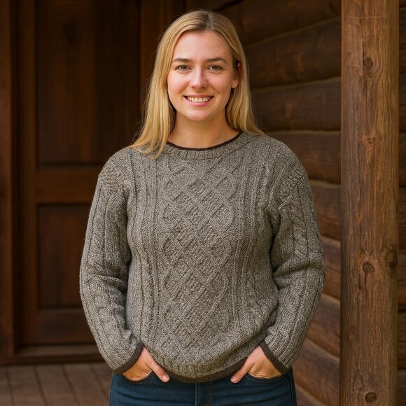 Vintage Trader Bay Knit Sweater Silk Wool Blend Holiday Cabincore Cozy Size M - Picture 1 of 8